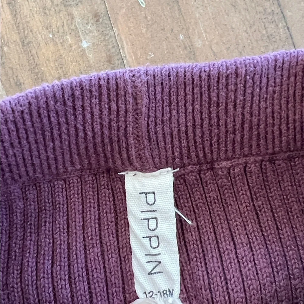 Pippin knit Purple Checkered Sweater and Leggings Set kids 12-18 months